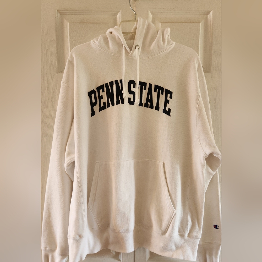 PENN STATE Hoodie White Large Cotton College Jacket Sweatshirt